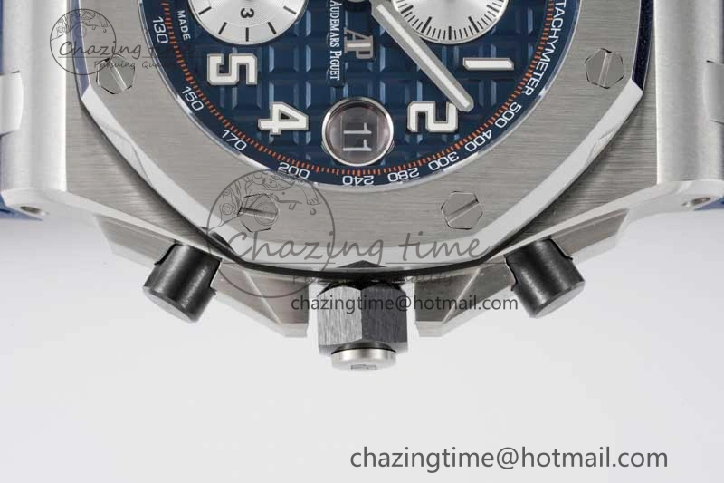 Royal Oak Offshore 42mm SS APF 1:1 Best Edition Blue Silver Dial on Blue Rubber Strap A3126