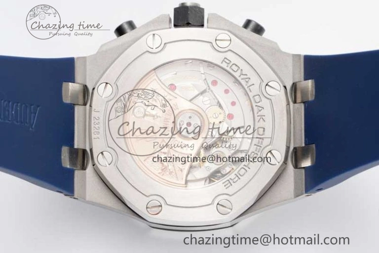 Royal Oak Offshore 42mm SS APF 1:1 Best Edition Blue Silver Dial on Blue Rubber Strap A3126