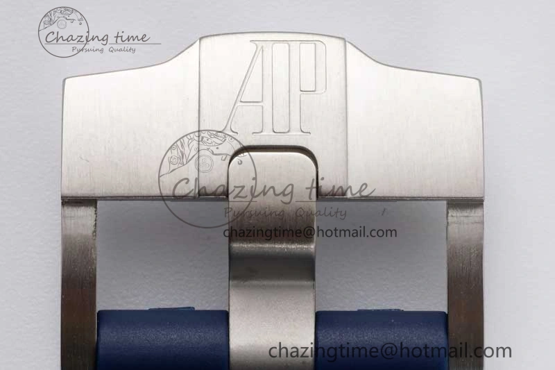 Royal Oak Offshore 42mm SS APF 1:1 Best Edition Blue Silver Dial on Blue Rubber Strap A3126