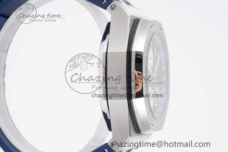 Royal Oak Offshore 42mm SS APF 1:1 Best Edition Blue Silver Dial on Blue Rubber Strap A3126