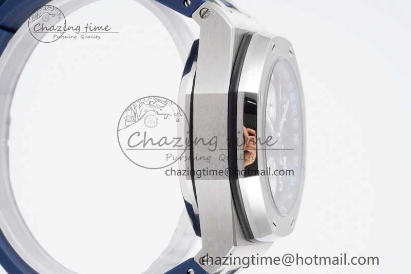 Royal Oak Offshore 42mm SS APF 1:1 Best Edition Blue Silver Dial on Blue Rubber Strap A3126