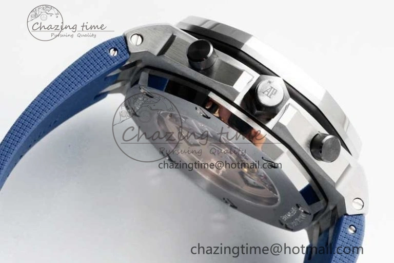 Royal Oak Offshore 42mm SS APF 1:1 Best Edition Blue Silver Dial on Blue Rubber Strap A3126