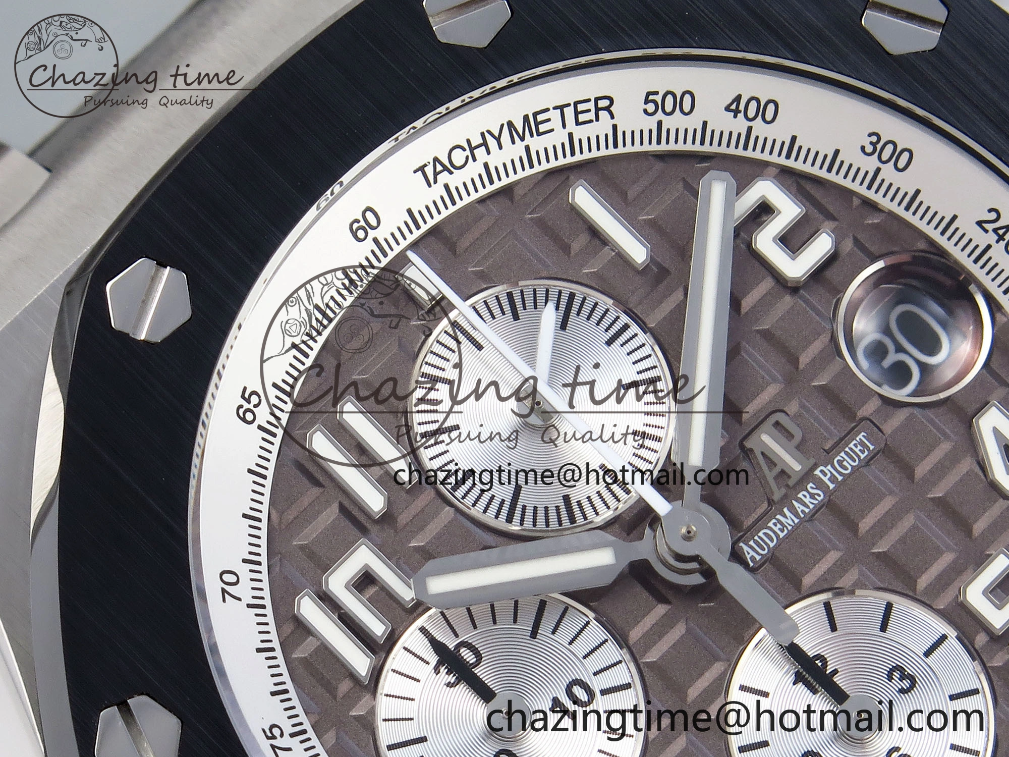 Royal Oak Offshore 42mm SS APF 1:1 Best Edition Brown Dial Ceramic Bezel on Gray Rubber Strap A3126