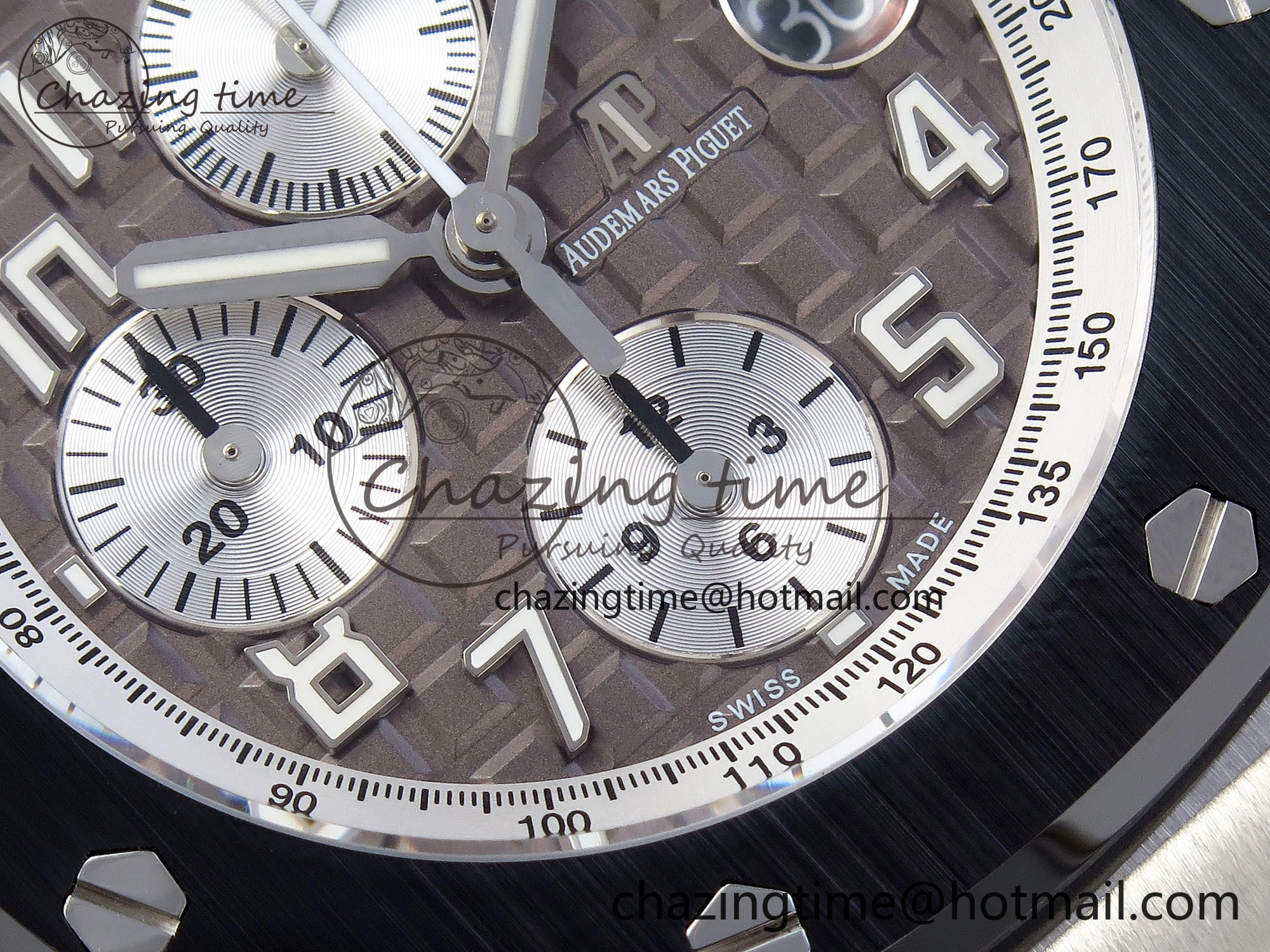 Royal Oak Offshore 42mm SS APF 1:1 Best Edition Brown Dial Ceramic Bezel on Gray Rubber Strap A3126