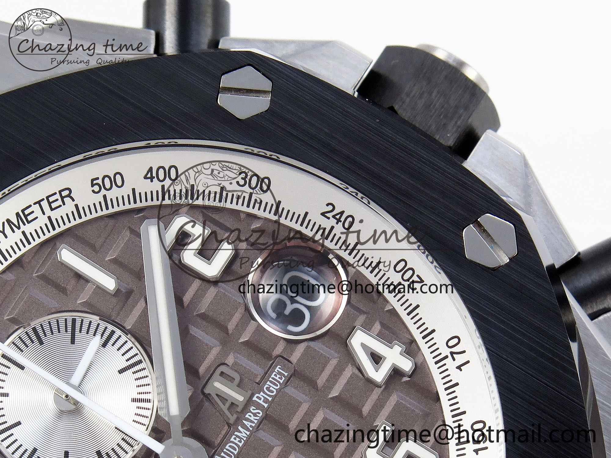 Royal Oak Offshore 42mm SS APF 1:1 Best Edition Brown Dial Ceramic Bezel on Gray Rubber Strap A3126