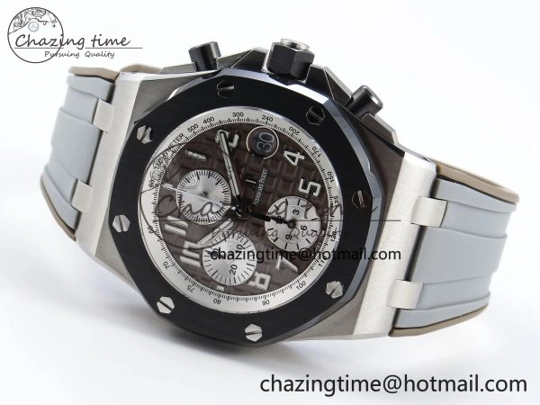 Royal Oak Offshore 42mm SS APF 1:1 Best Edition Brown Dial Ceramic Bezel on Gray Rubber Strap A3126