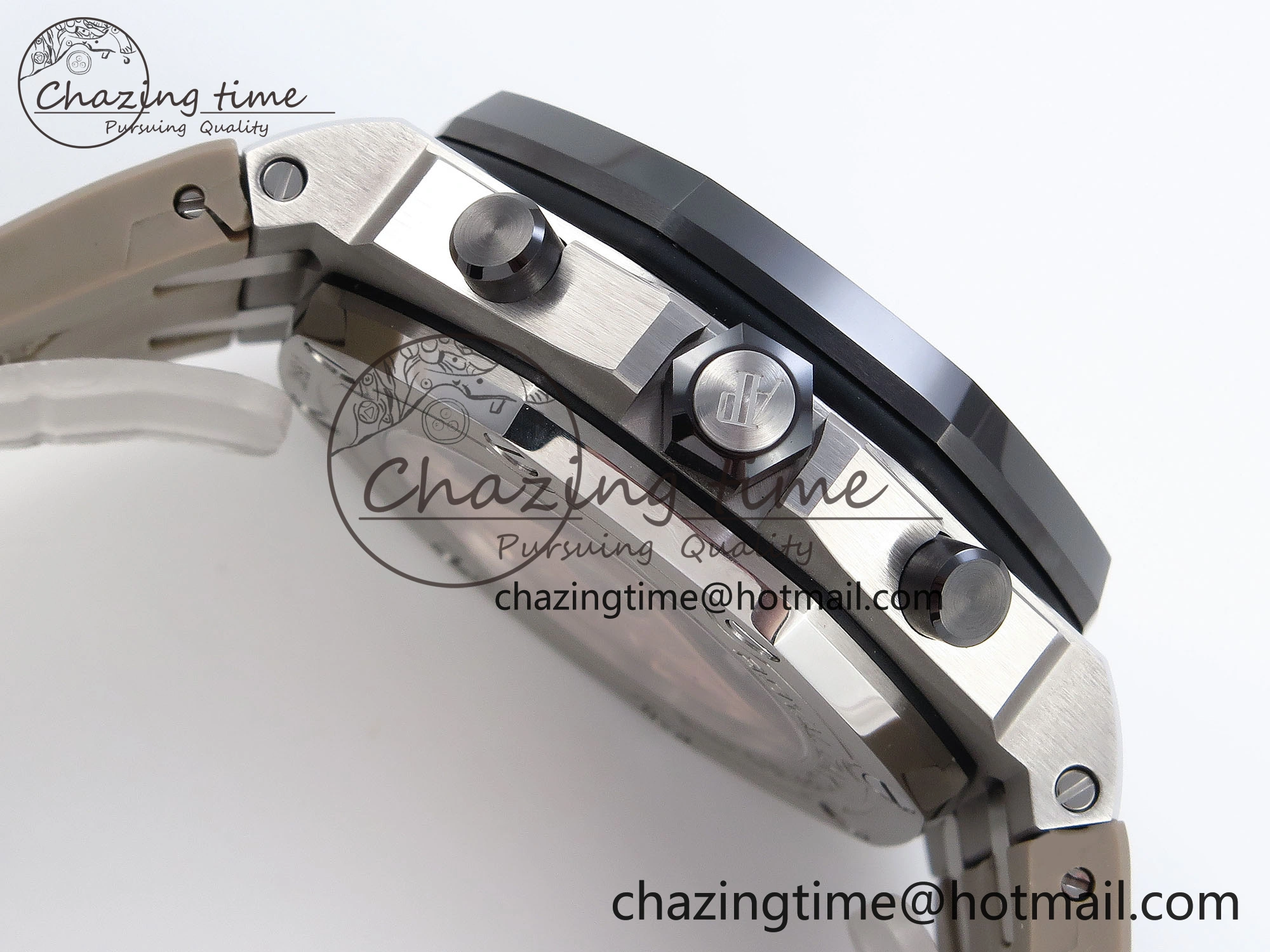 Royal Oak Offshore 42mm SS APF 1:1 Best Edition Brown Dial Ceramic Bezel on Gray Rubber Strap A3126