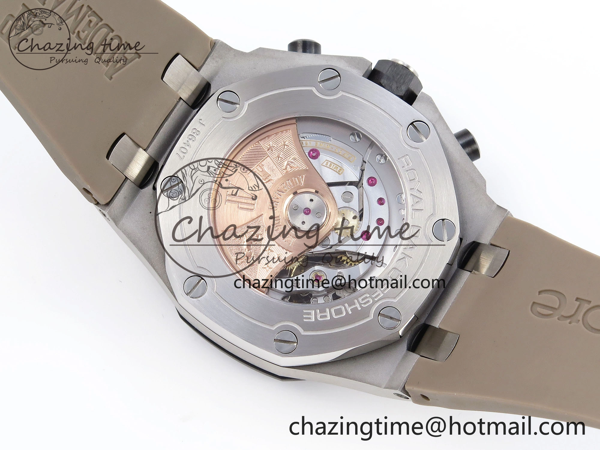Royal Oak Offshore 42mm SS APF 1:1 Best Edition Brown Dial Ceramic Bezel on Gray Rubber Strap A3126