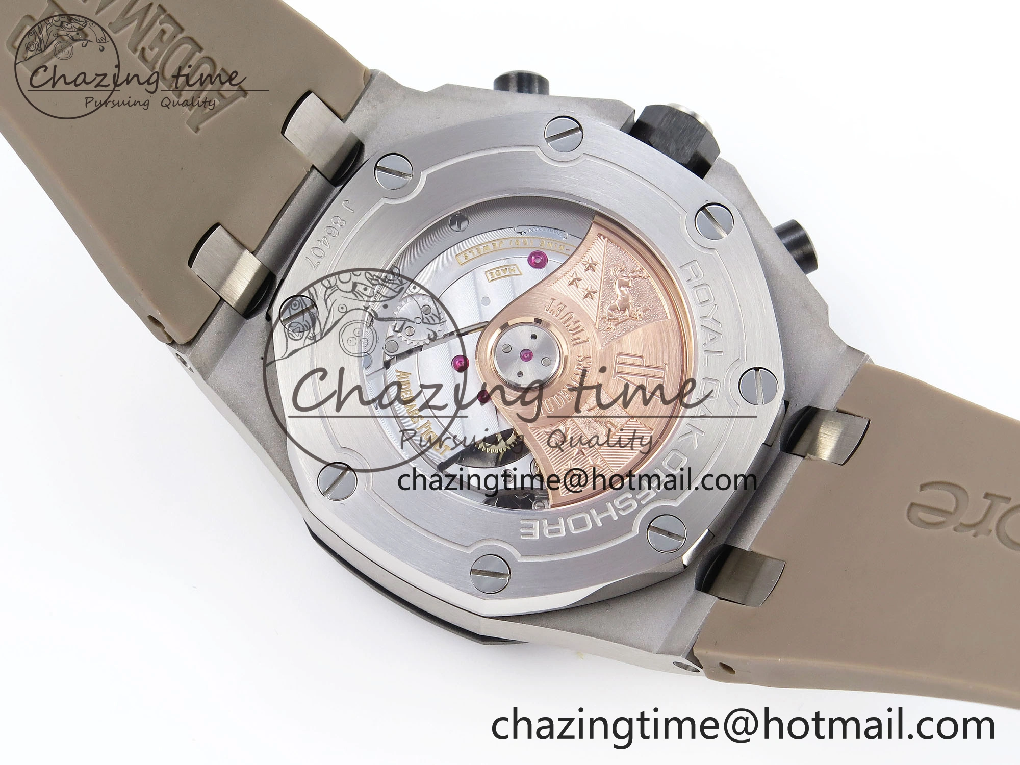 Royal Oak Offshore 42mm SS APF 1:1 Best Edition Brown Dial Ceramic Bezel on Gray Rubber Strap A3126