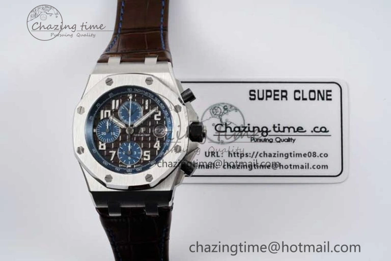 Royal Oak Offshore 42mm SS APF 1:1 Best Edition Brown Dial on Brown Leather Strap A3126