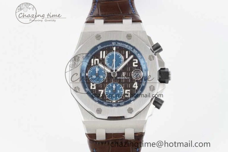 Royal Oak Offshore 42mm SS APF 1:1 Best Edition Brown Dial on Brown Leather Strap A3126