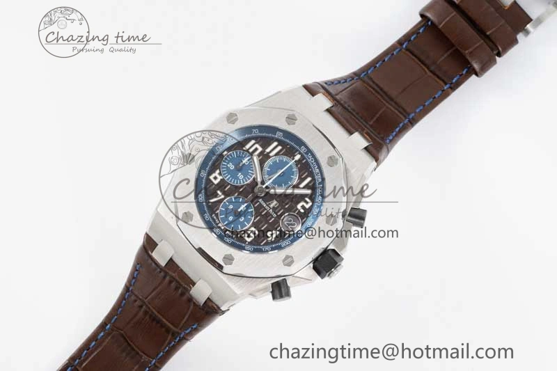 Royal Oak Offshore 42mm SS APF 1:1 Best Edition Brown Dial on Brown Leather Strap A3126