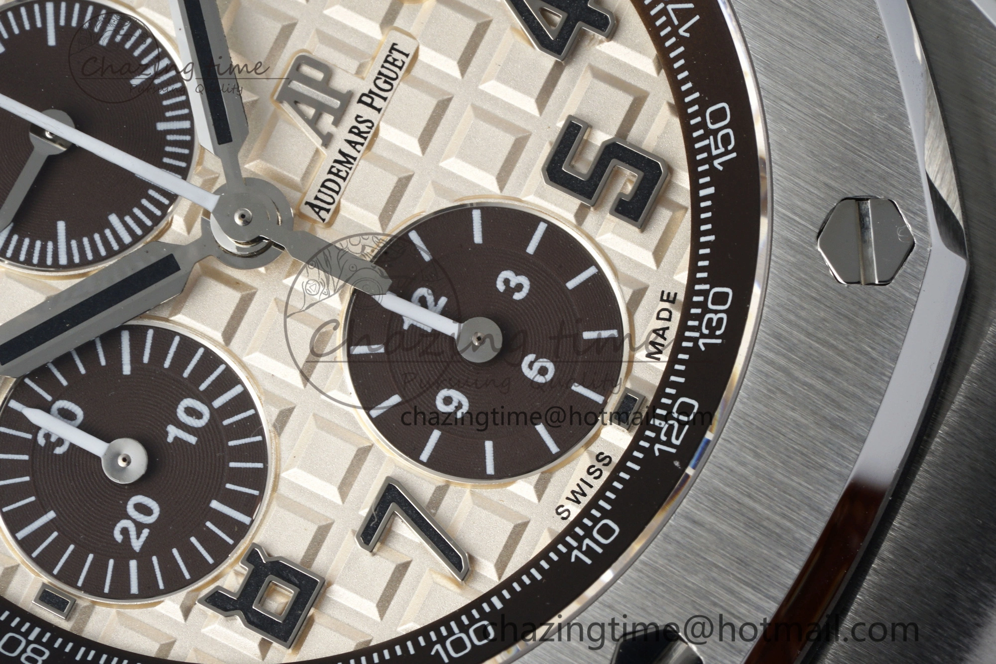 Royal Oak Offshore 42mm SS APF 1:1 Best Edition Cream Dial on Brown Leather Strap A3126