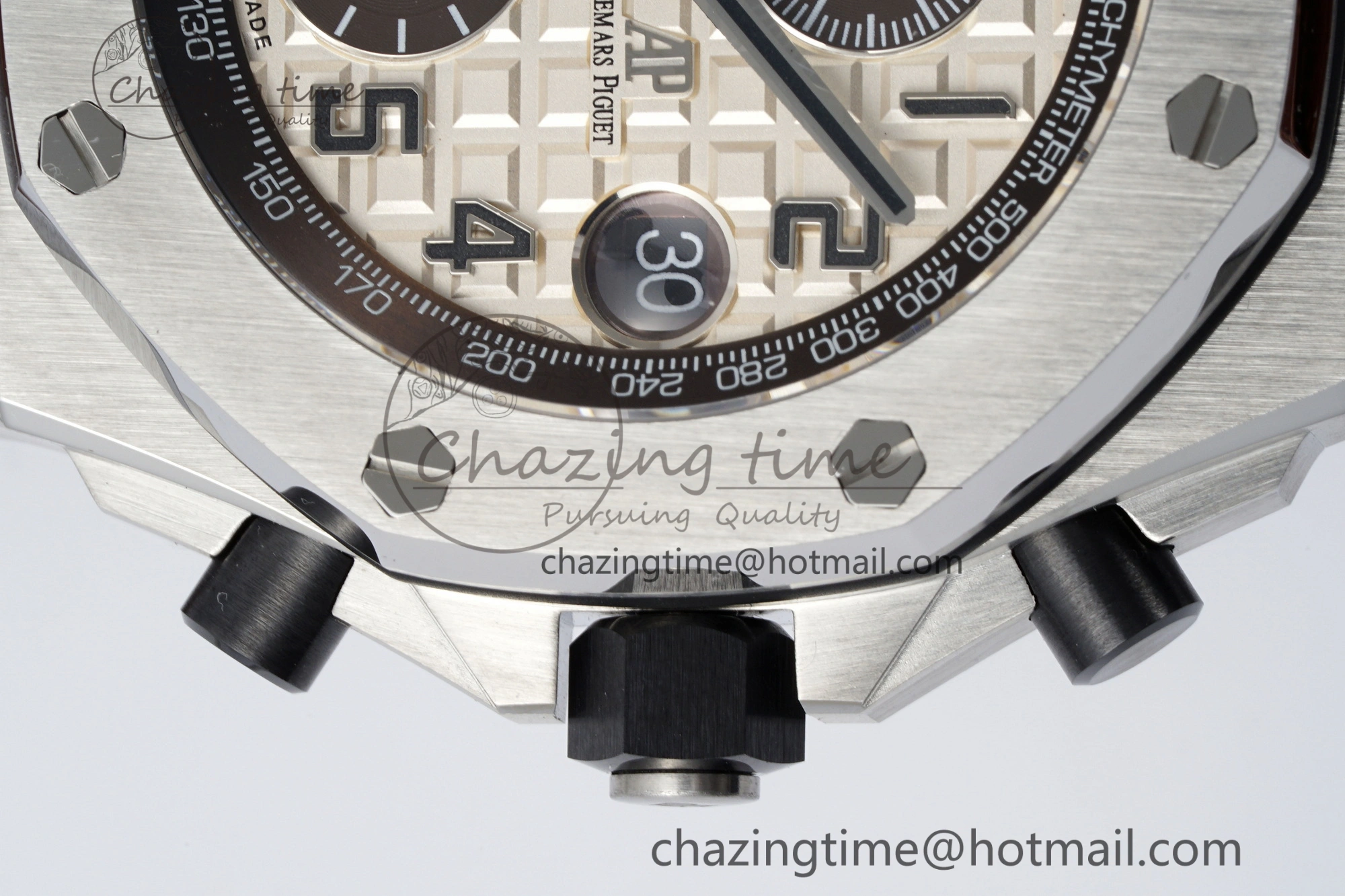 Royal Oak Offshore 42mm SS APF 1:1 Best Edition Cream Dial on Brown Leather Strap A3126