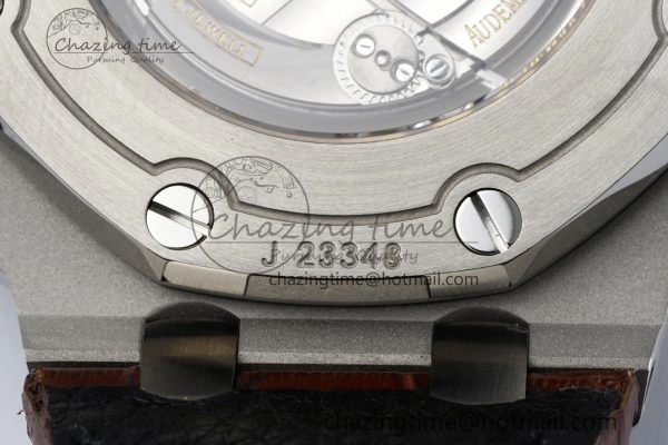 Royal Oak Offshore 42mm SS APF 1:1 Best Edition Cream Dial on Brown Leather Strap A3126