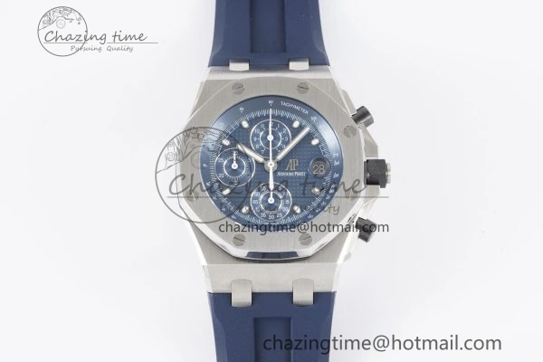 Royal Oak Offshore 42mm SS APF 1:1 Best Edition Deep Blue Dial on Deep Blue Rubber Strap A4404