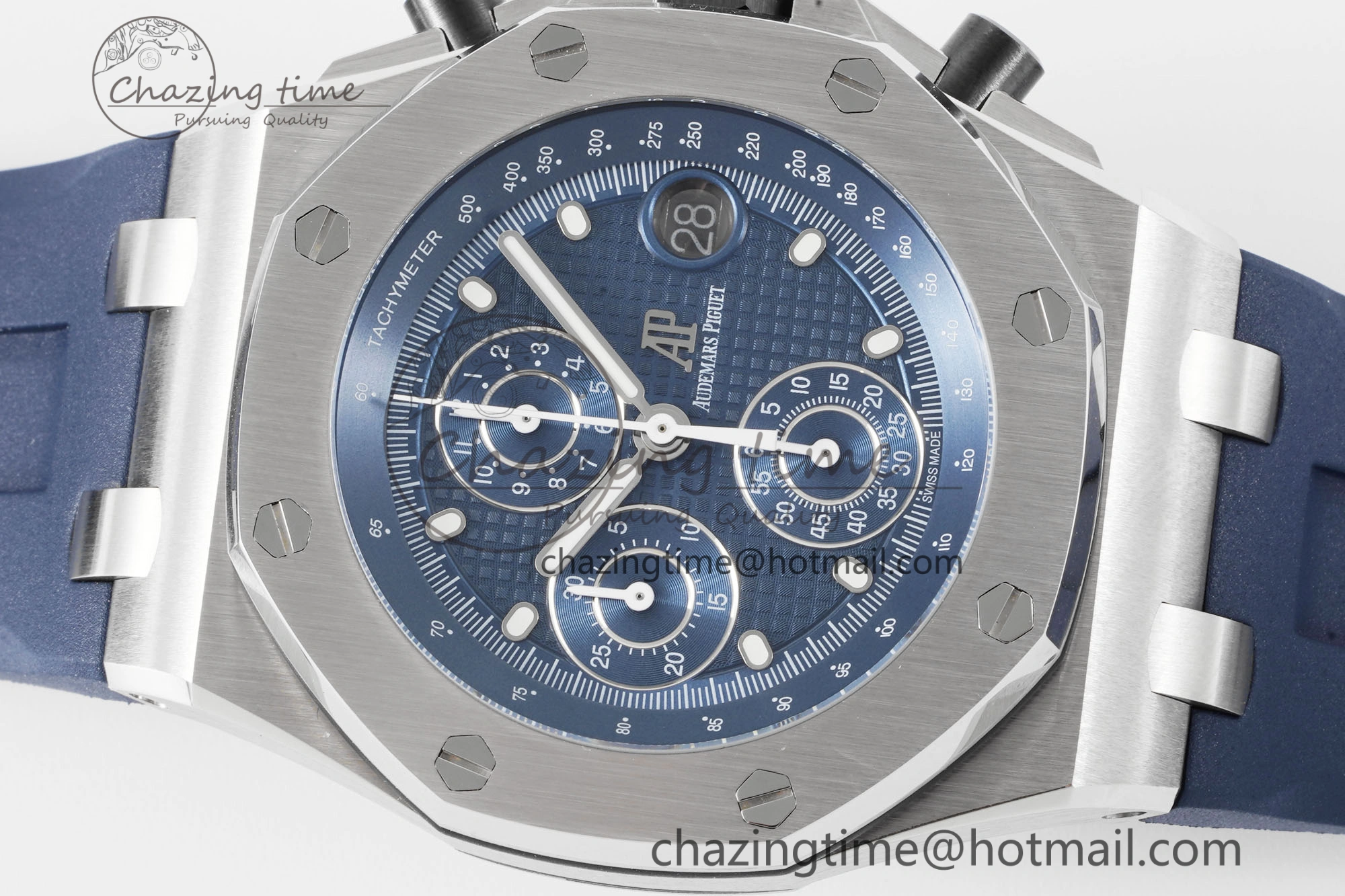 Royal Oak Offshore 42mm SS APF 1:1 Best Edition Deep Blue Dial on Deep Blue Rubber Strap A4404