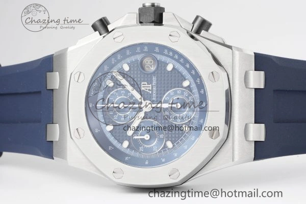 Royal Oak Offshore 42mm SS APF 1:1 Best Edition Deep Blue Dial on Deep Blue Rubber Strap A4404