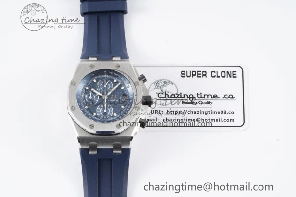 Royal Oak Offshore 42mm SS APF 1:1 Best Edition Deep Blue Dial on Deep Blue Rubber Strap A4404