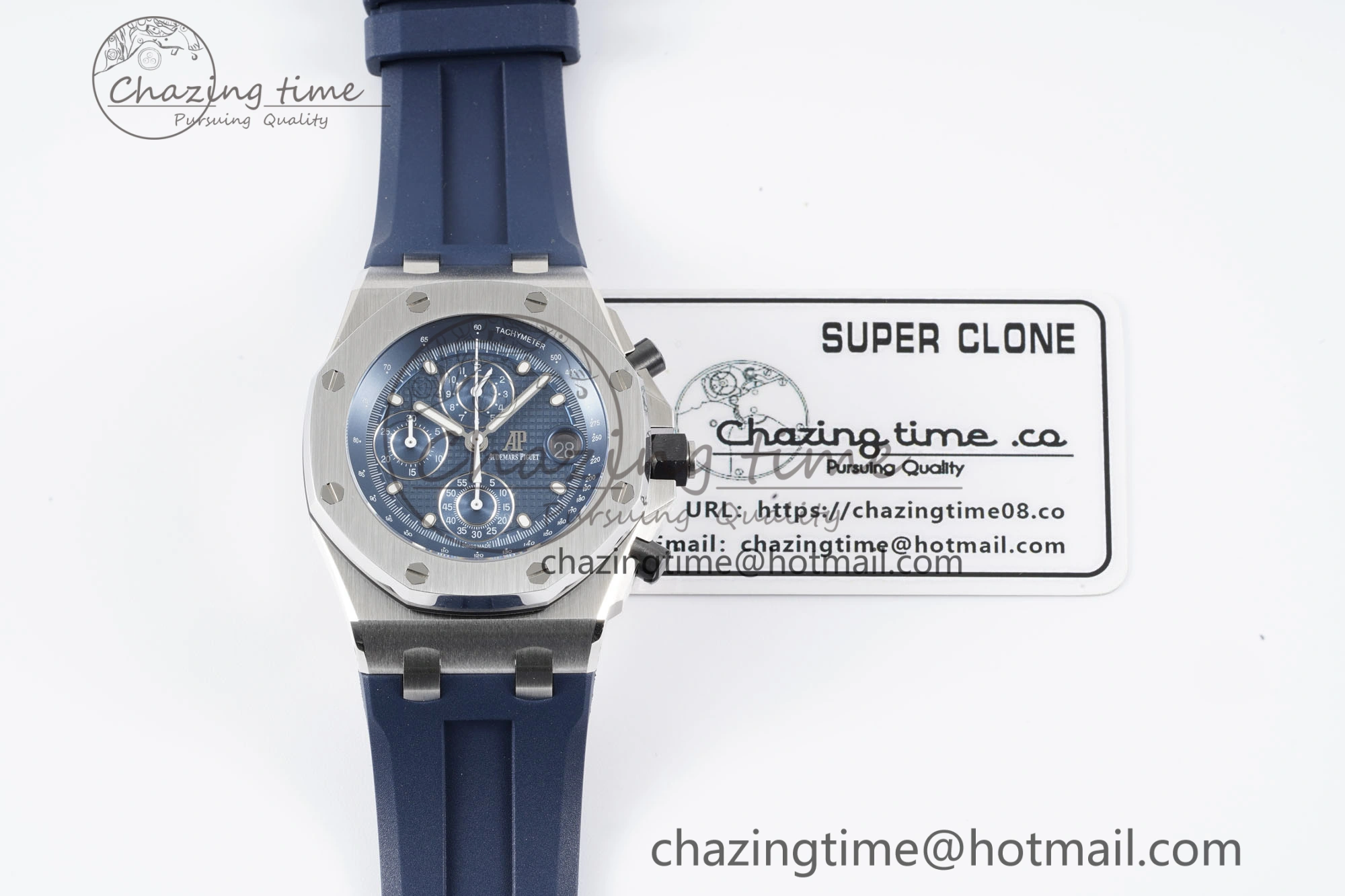Royal Oak Offshore 42mm SS APF 1:1 Best Edition Deep Blue Dial on Deep Blue Rubber Strap A4404