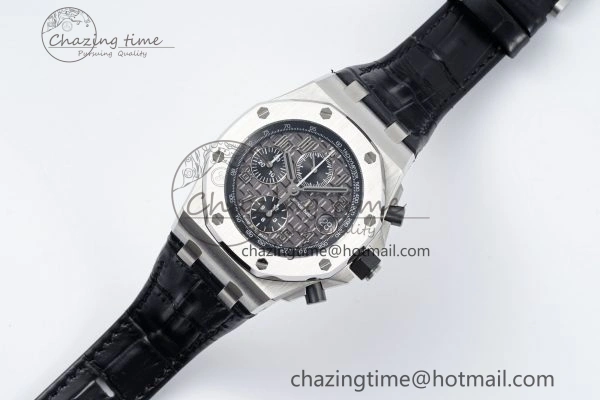 Royal Oak Offshore 42mm SS APF 1:1 Best Edition Gray Dial on Black Leather Strap A3126
