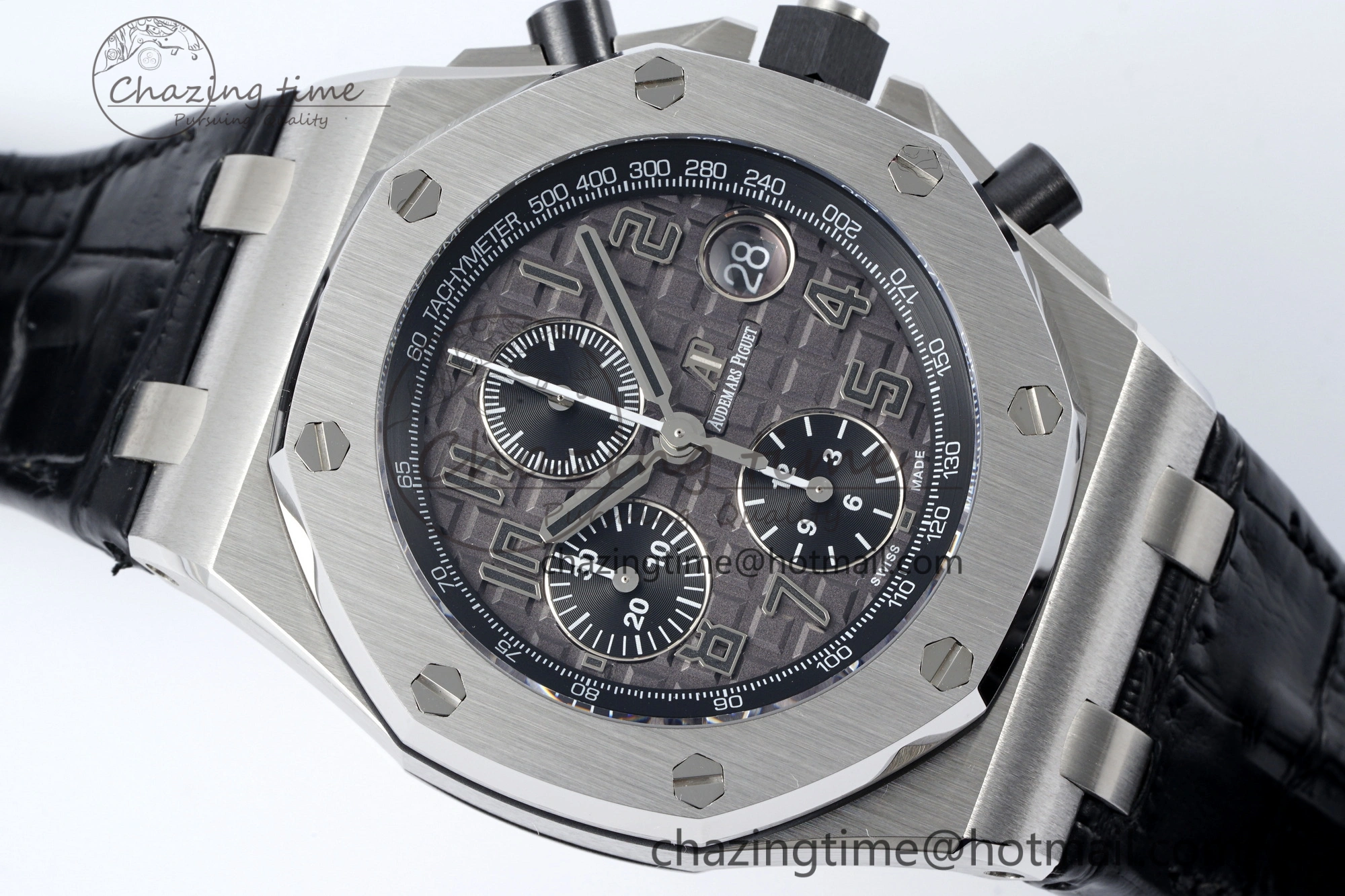 Royal Oak Offshore 42mm SS APF 1:1 Best Edition Gray Dial on Black Leather Strap A3126