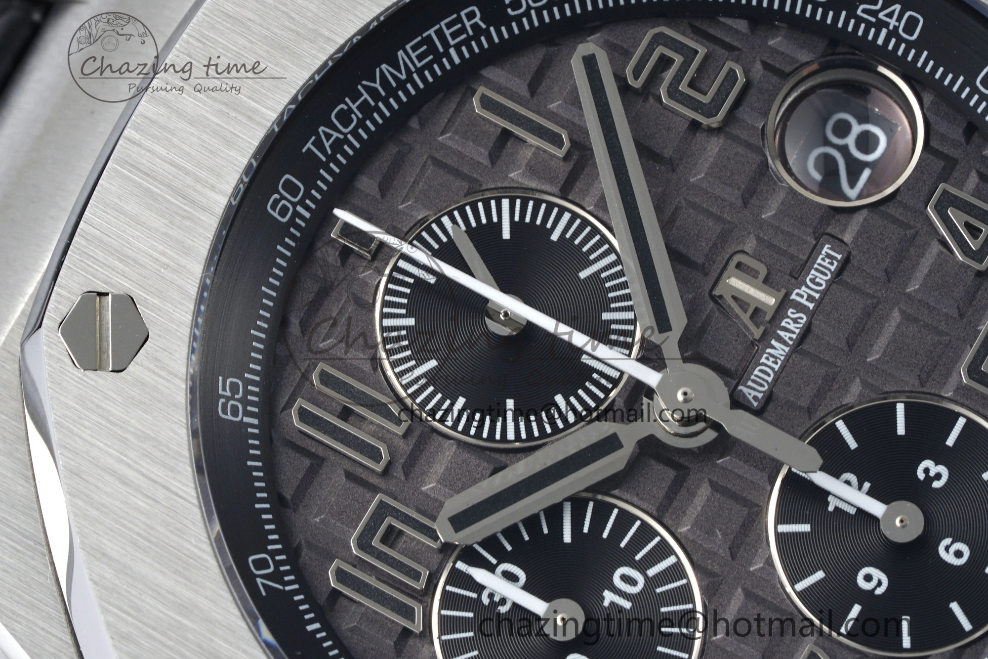 Royal Oak Offshore 42mm SS APF 1:1 Best Edition Gray Dial on Black Leather Strap A3126