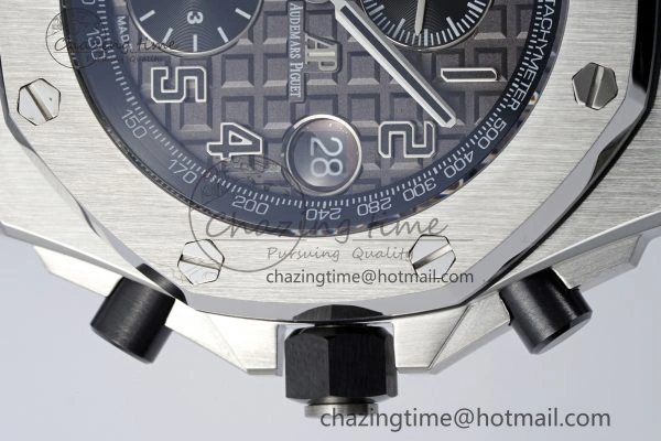 Royal Oak Offshore 42mm SS APF 1:1 Best Edition Gray Dial on Black Leather Strap A3126