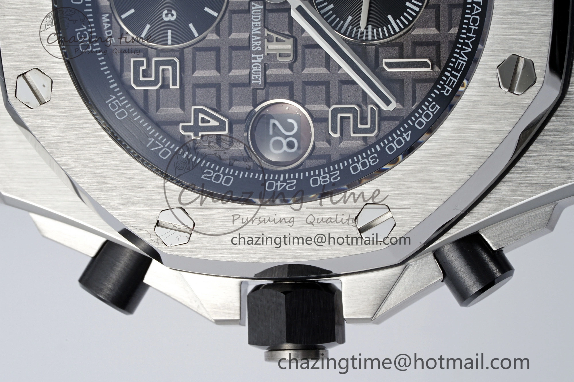 Royal Oak Offshore 42mm SS APF 1:1 Best Edition Gray Dial on Black Leather Strap A3126