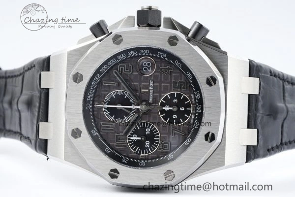 Royal Oak Offshore 42mm SS APF 1:1 Best Edition Gray Dial on Black Leather Strap A3126