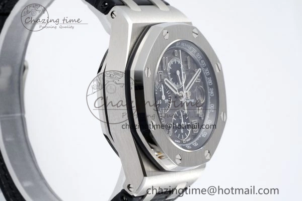 Royal Oak Offshore 42mm SS APF 1:1 Best Edition Gray Dial on Black Leather Strap A3126