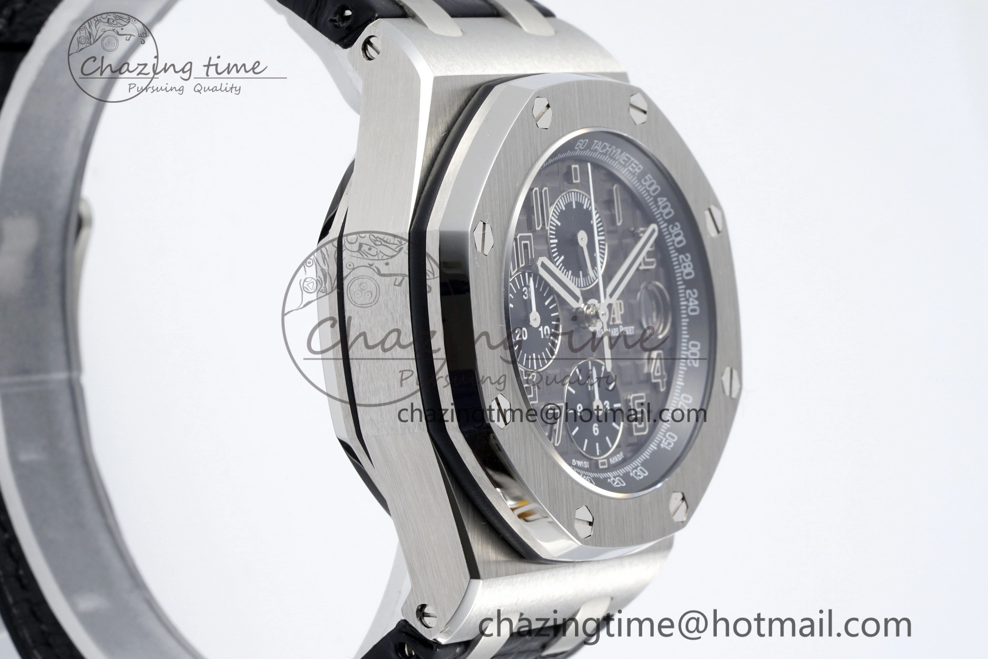 Royal Oak Offshore 42mm SS APF 1:1 Best Edition Gray Dial on Black Leather Strap A3126