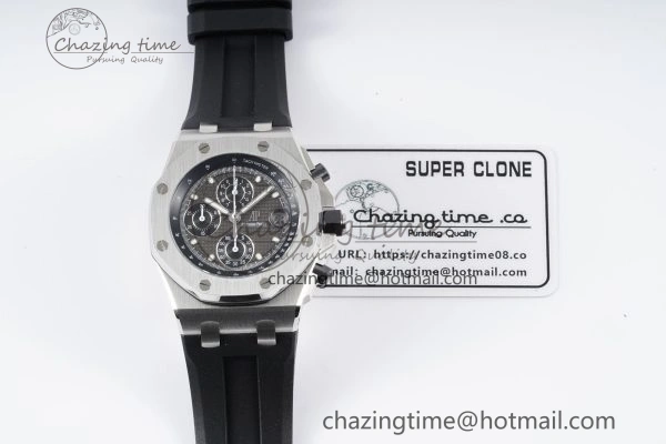 Royal Oak Offshore 42mm SS APF 1:1 Best Edition Gray Dial on Black Rubber Strap A4404