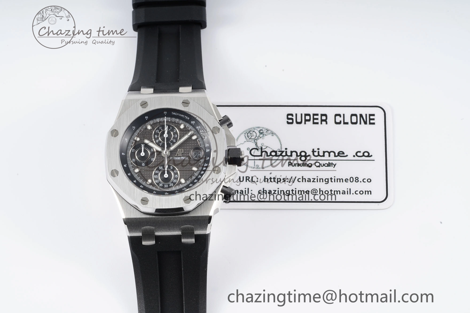 Royal Oak Offshore 42mm SS APF 1:1 Best Edition Gray Dial on Black Rubber Strap A4404