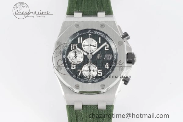 Royal Oak Offshore 42mm SS APF 1:1 Best Edition Green Dial on Green Rubber Strap A4404