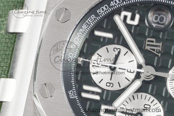 Royal Oak Offshore 42mm SS APF 1:1 Best Edition Green Dial on Green Rubber Strap A4404