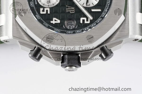 Royal Oak Offshore 42mm SS APF 1:1 Best Edition Green Dial on Green Rubber Strap A4404