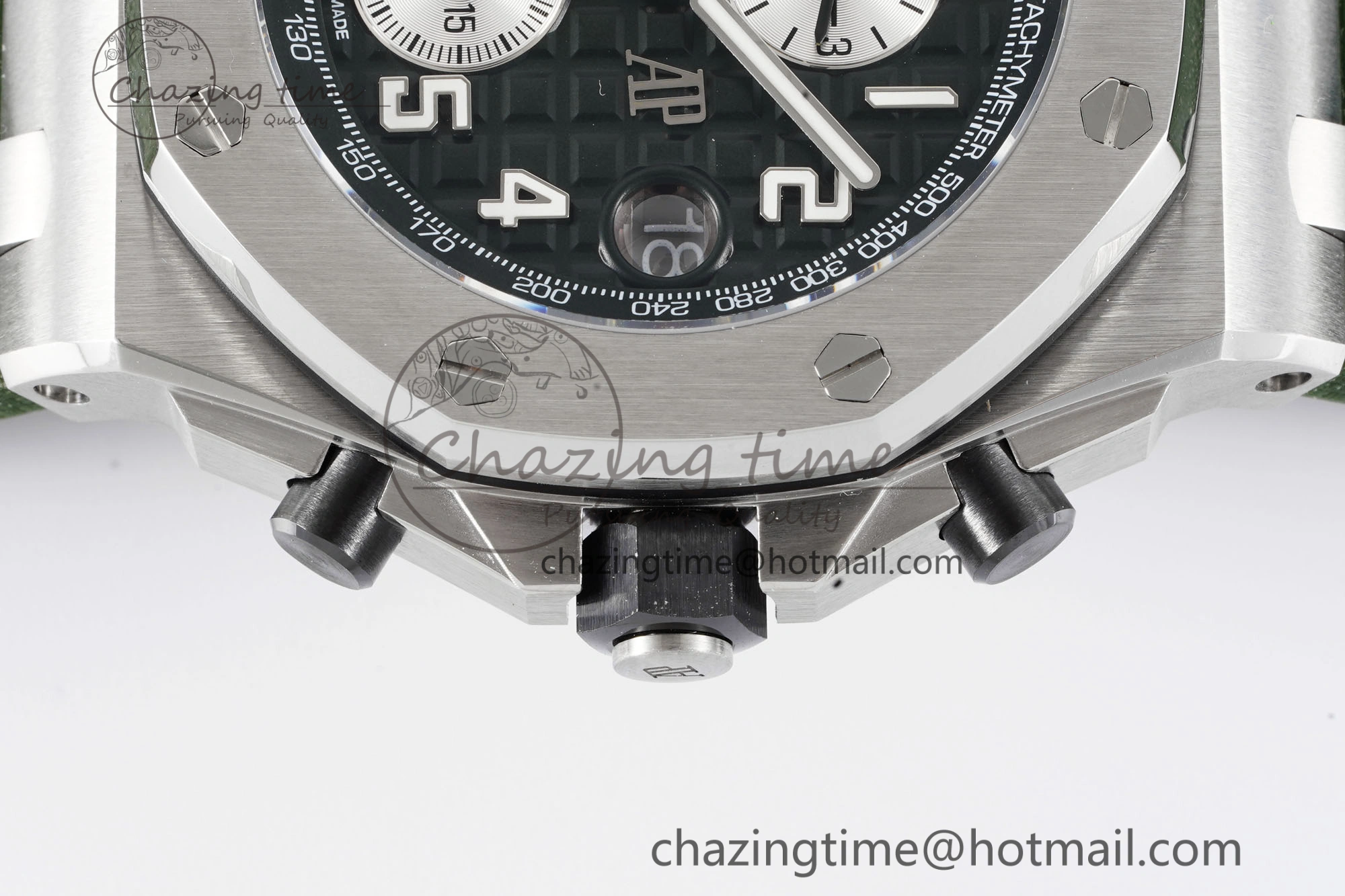Royal Oak Offshore 42mm SS APF 1:1 Best Edition Green Dial on Green Rubber Strap A4404