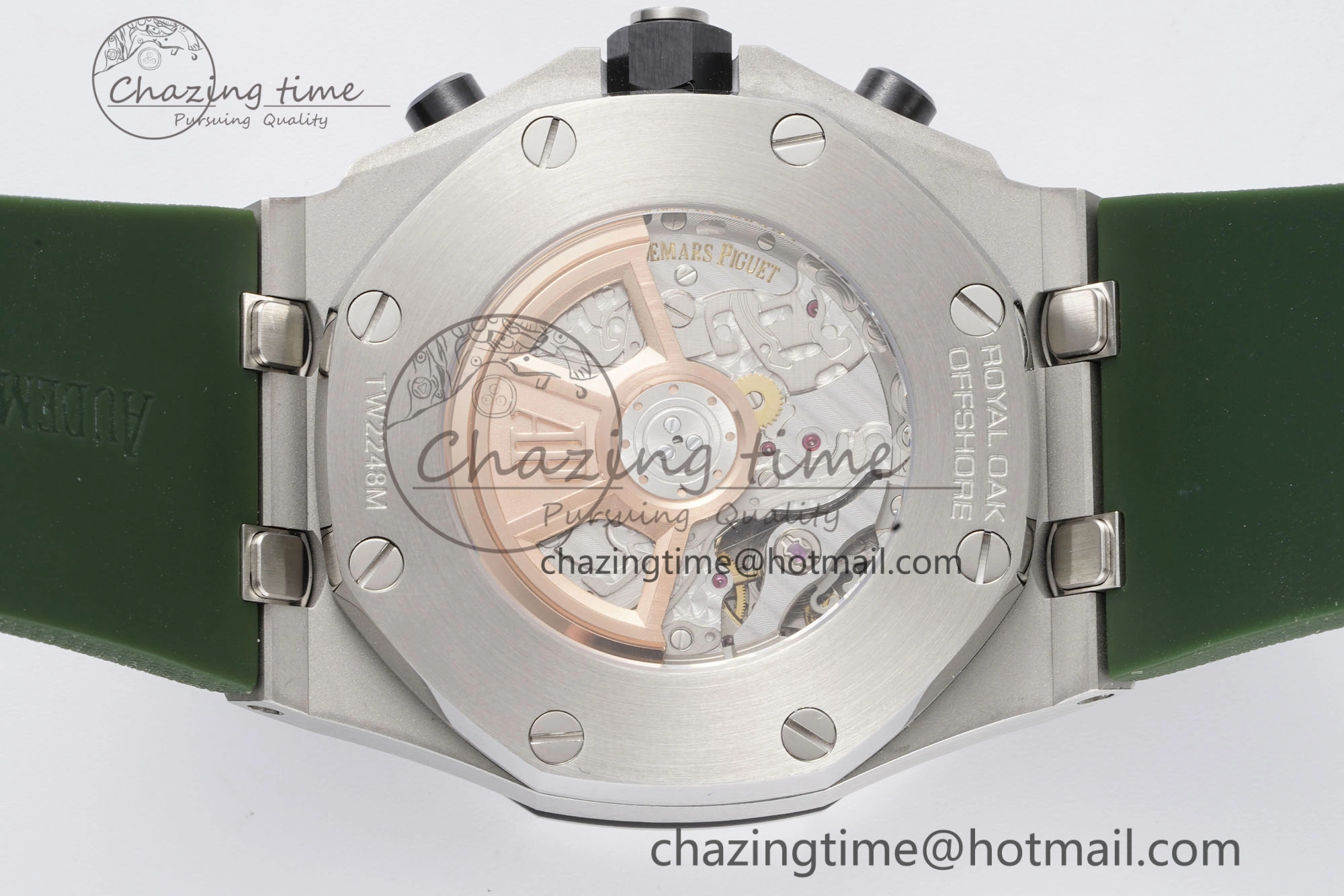 Royal Oak Offshore 42mm SS APF 1:1 Best Edition Green Dial on Green Rubber Strap A4404