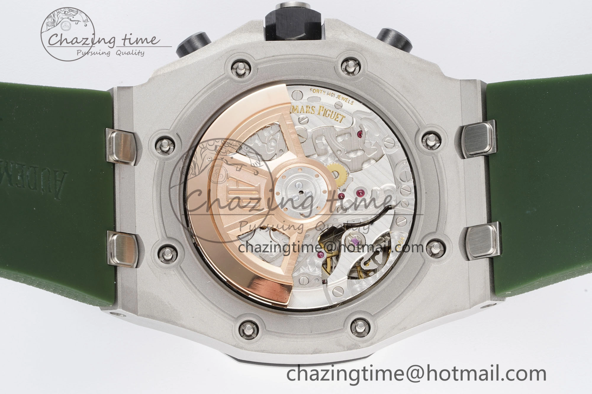 Royal Oak Offshore 42mm SS APF 1:1 Best Edition Green Dial on Green Rubber Strap A4404