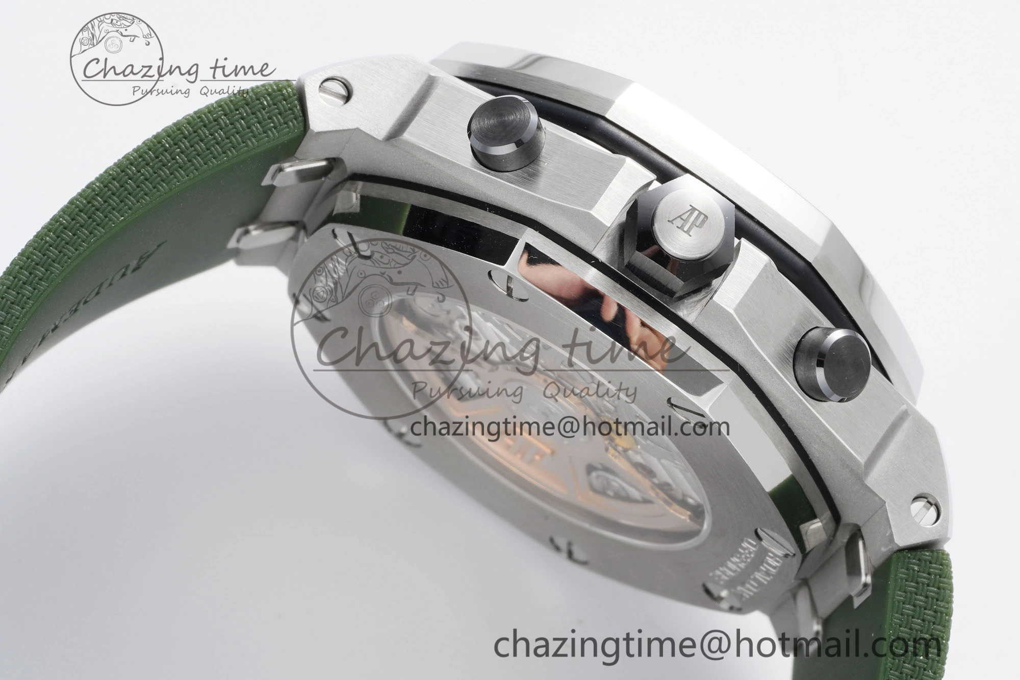 Royal Oak Offshore 42mm SS APF 1:1 Best Edition Green Dial on Green Rubber Strap A4404
