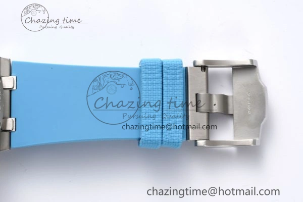 Royal Oak Offshore 42mm SS APF 1:1 Best Edition Light Blue Dial on Light Blue Rubber Strap A4404