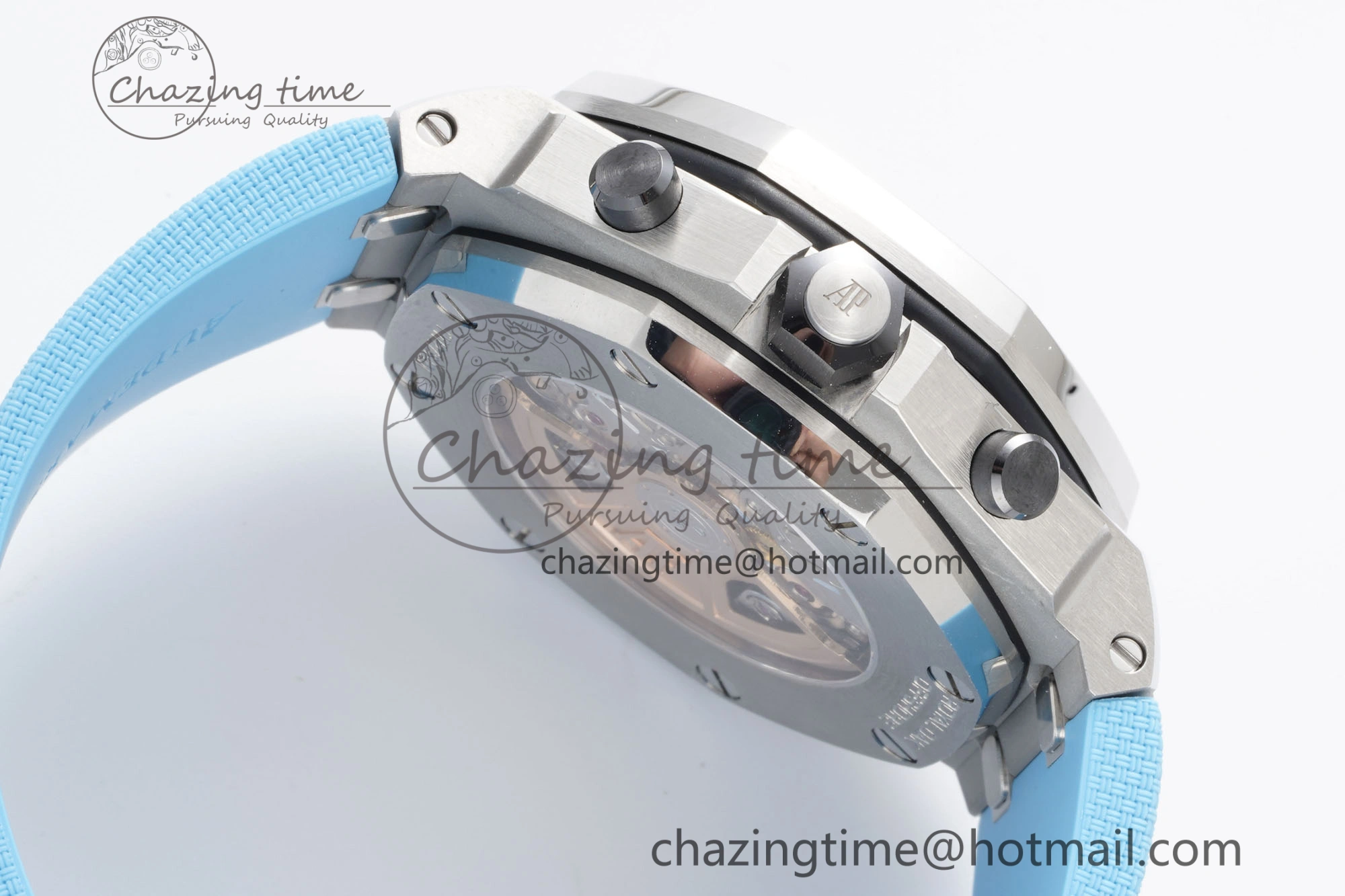 Royal Oak Offshore 42mm SS APF 1:1 Best Edition Light Blue Dial on Light Blue Rubber Strap A4404