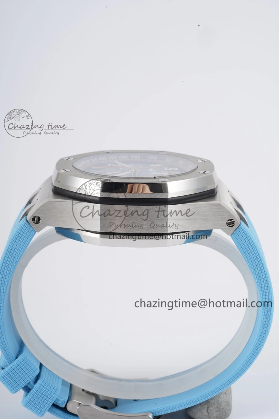Royal Oak Offshore 42mm SS APF 1:1 Best Edition Light Blue Dial on Light Blue Rubber Strap A4404