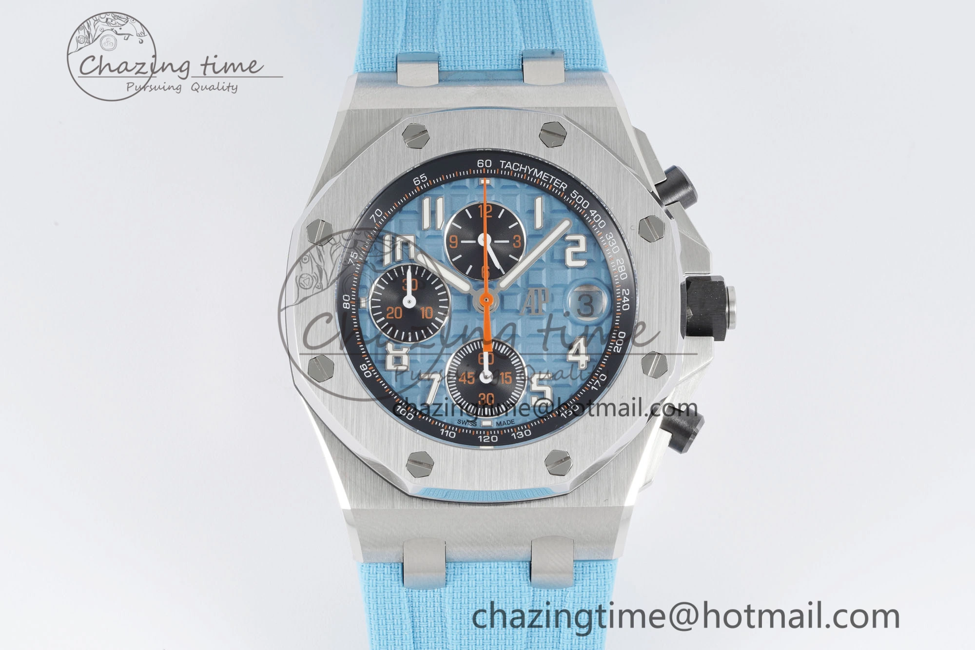Royal Oak Offshore 42mm SS APF 1:1 Best Edition Light Blue Dial on Light Blue Rubber Strap A4404
