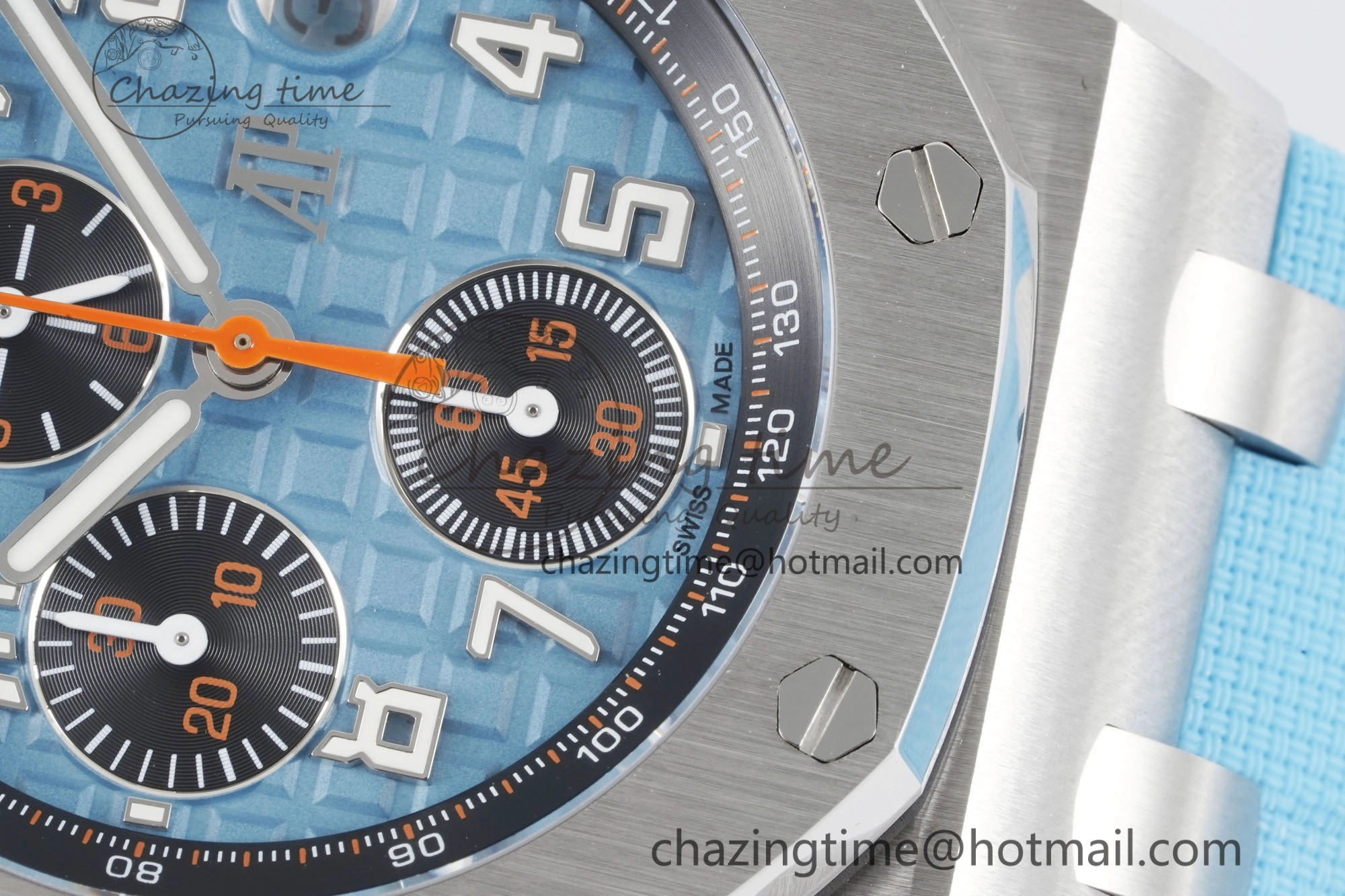 Royal Oak Offshore 42mm SS APF 1:1 Best Edition Light Blue Dial on Light Blue Rubber Strap A4404