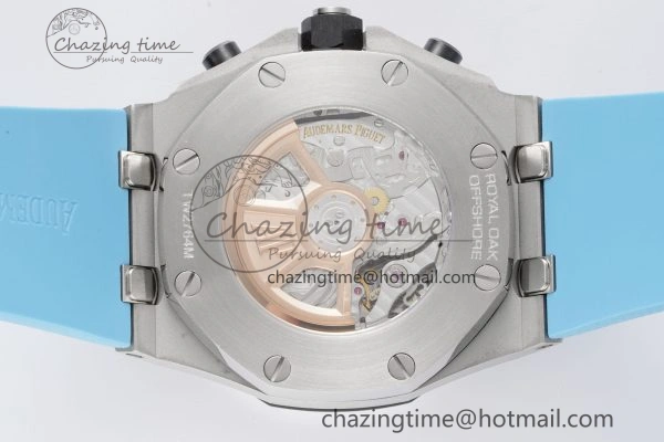 Royal Oak Offshore 42mm SS APF 1:1 Best Edition Light Blue Dial on Light Blue Rubber Strap A4404