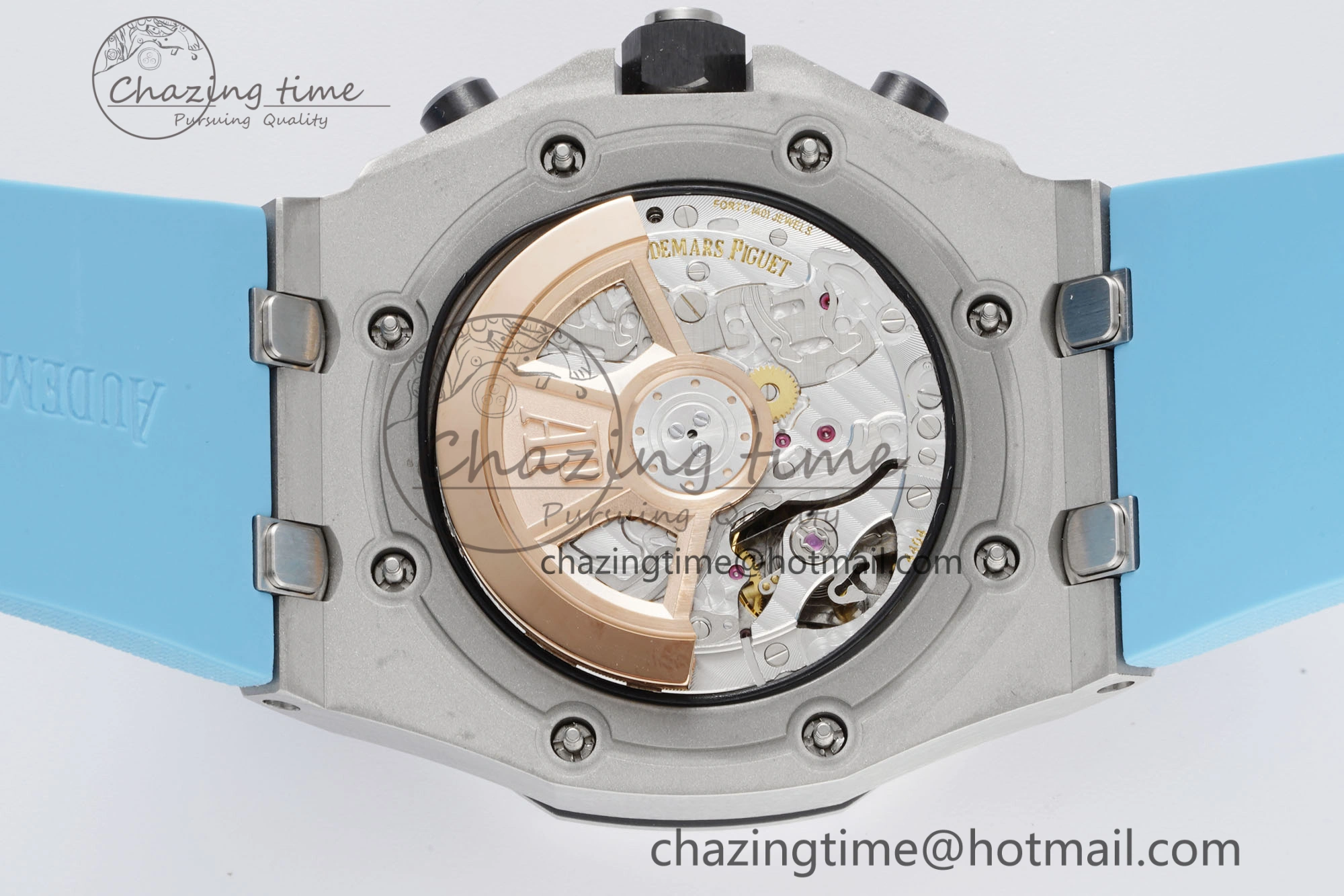 Royal Oak Offshore 42mm SS APF 1:1 Best Edition Light Blue Dial on Light Blue Rubber Strap A4404