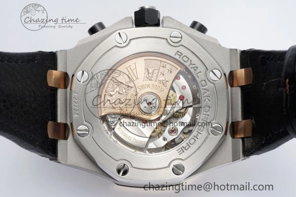 Royal Oak Offshore 42mm SS APF 1:1 Best Edition RG Bezel Blue Dial on Black Leather Strap A3126
