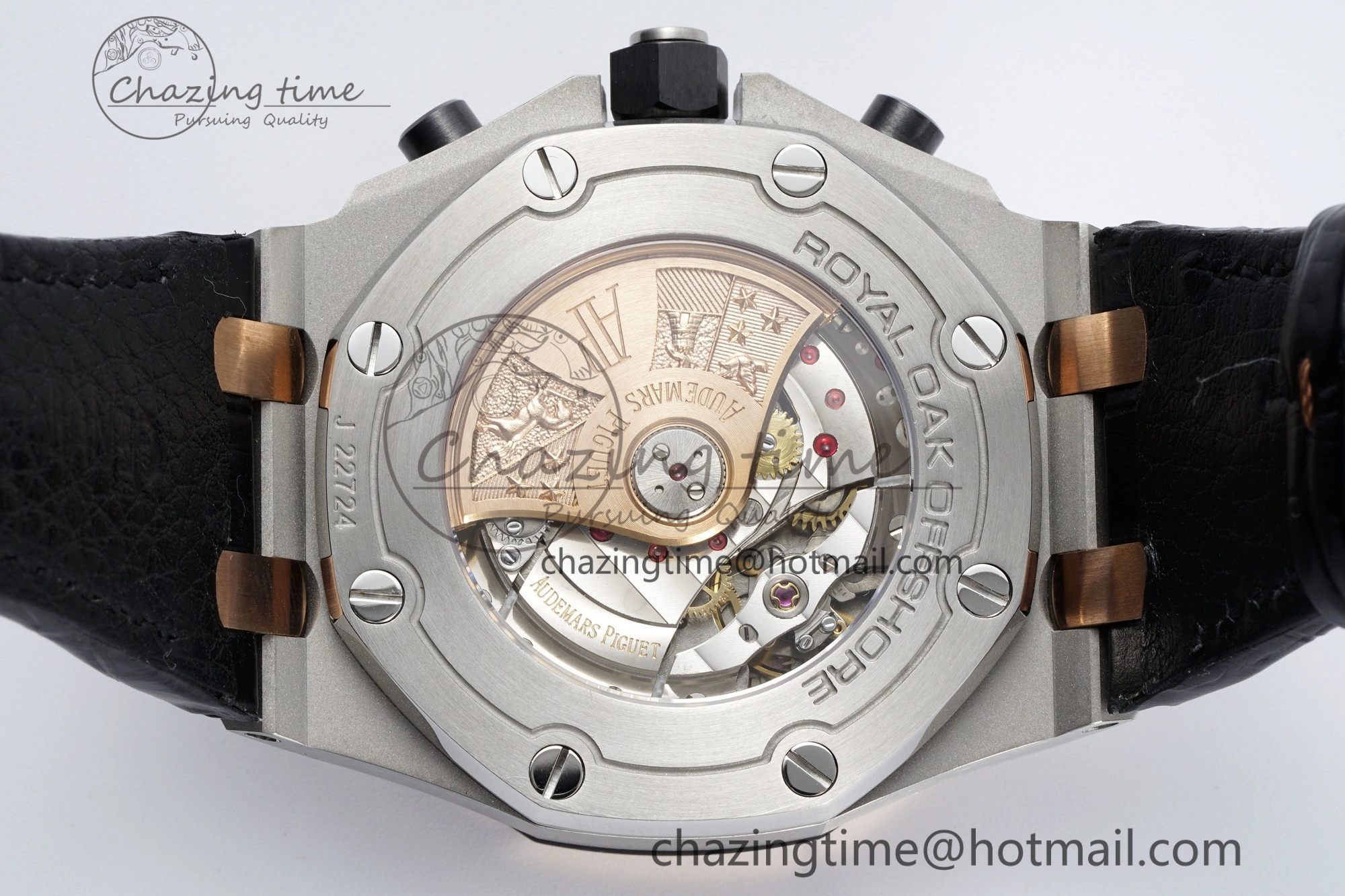 Royal Oak Offshore 42mm SS APF 1:1 Best Edition RG Bezel Blue Dial on Black Leather Strap A3126